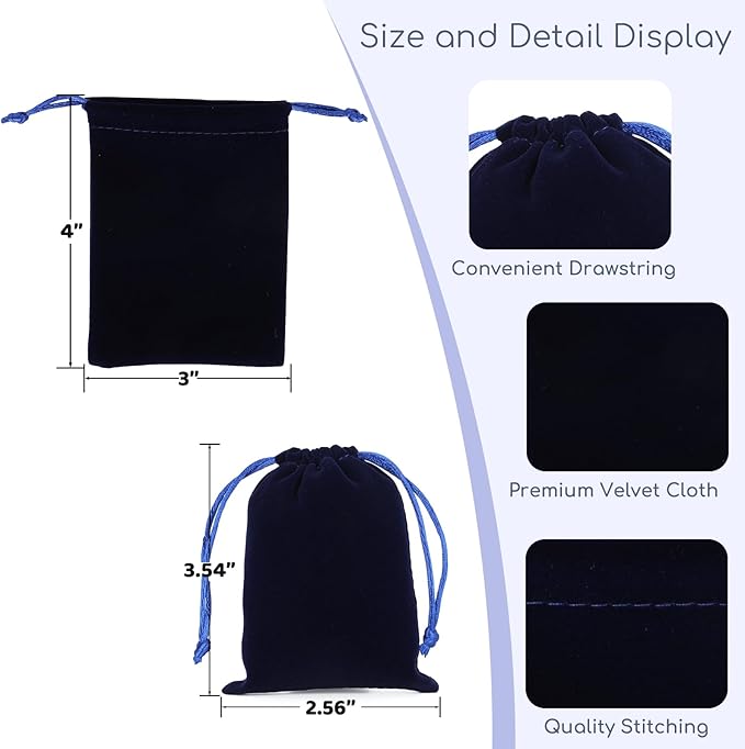 Velvet Drawstring Jewelry Bag, 3x4 Dice Bag, - Image 2