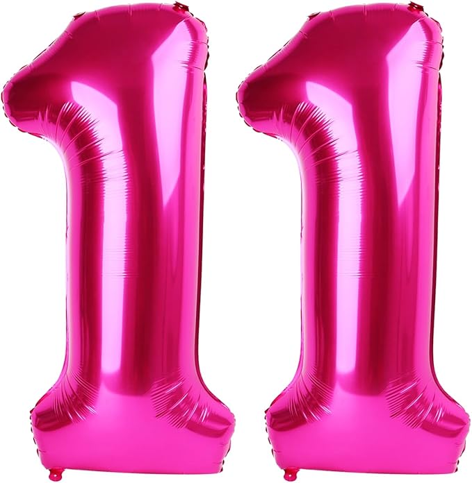 40 Inch Hot Pink 11 Number Balloon by Upgesy