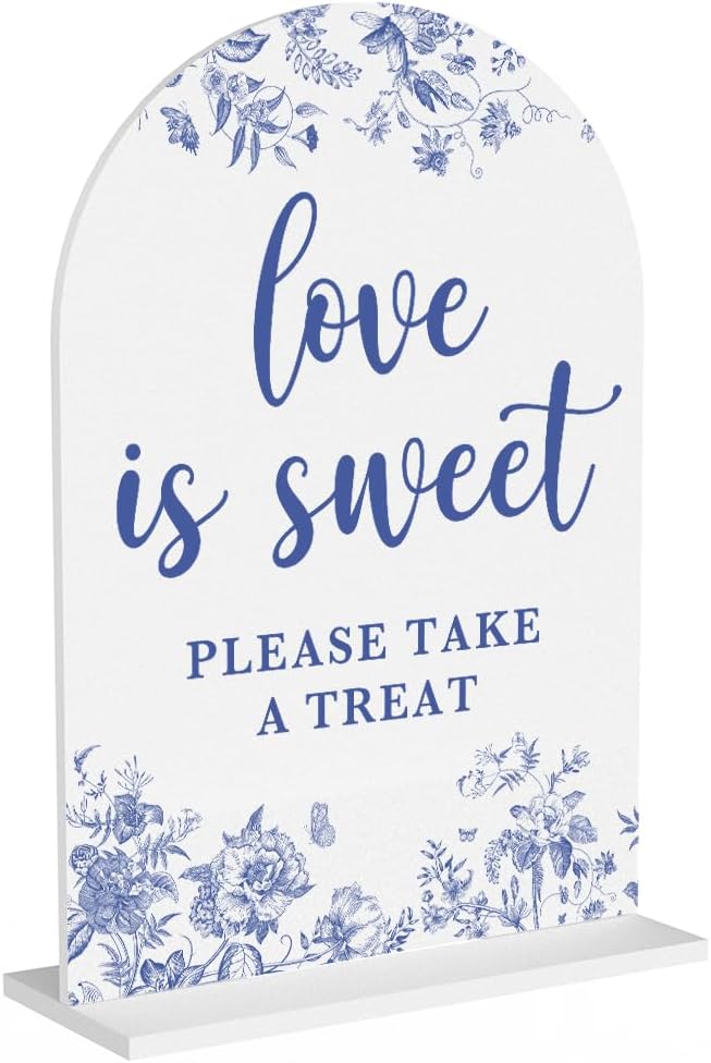 Acrylic Wedding Signs, Dusty Blue Wedding Decor, Love is Sweet Signs by KongMoTree