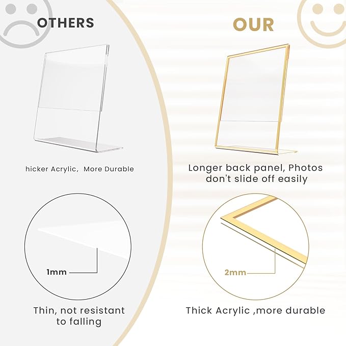 Acrylic Gold Frames 5X7, Slanted Back Gold Picture Frames Table Acrylic Sign - Image 5