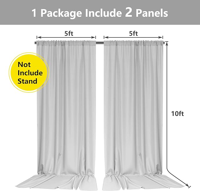MYSKY HOME Light Grey Backdrop Curtains - Image 2