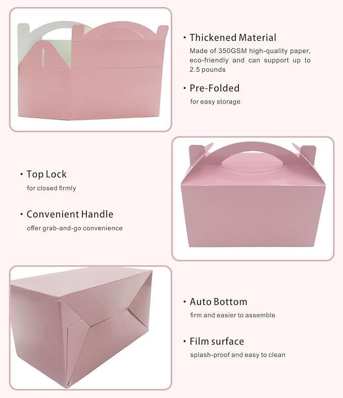 TIMESEEK 30-Pack Blush Pink Gable Treat Boxes - Image 3