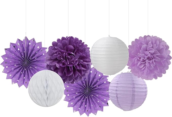 Purple-White Lavender Party Decorations Streamers - Image 3