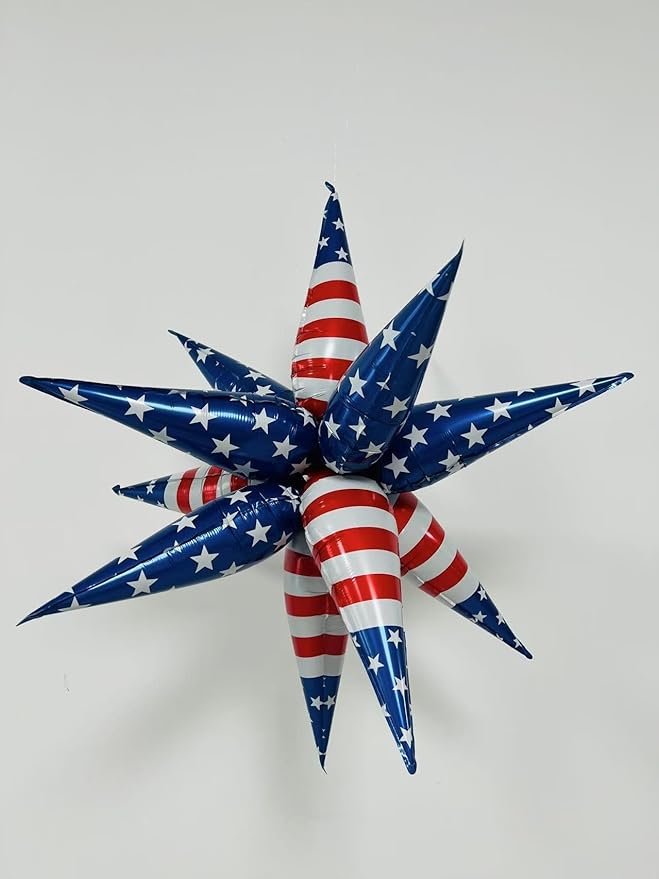 3pcs 26inch 3D July Fourth Explosion Star foil balloon, American Flag theme - Image 4