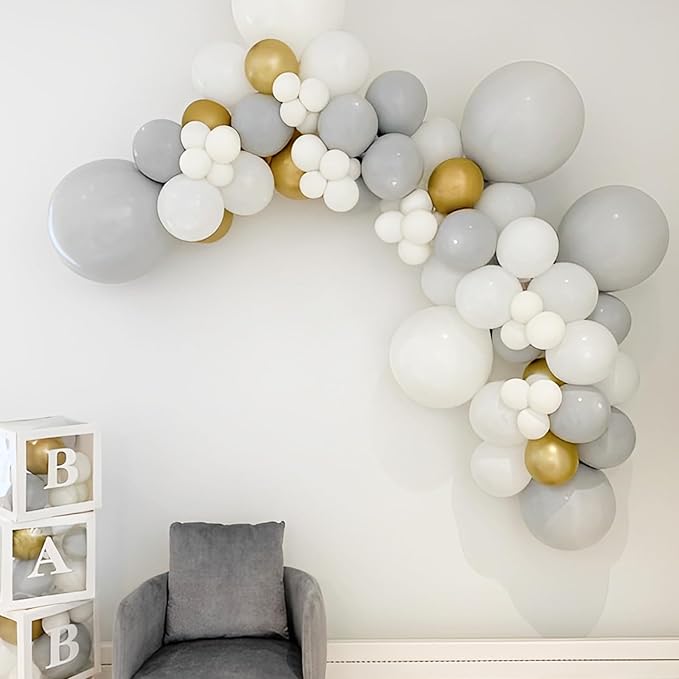 90pack Gray Balloons Different Size 18/12/10/5 Inch Pastel Grey Balloon Garland - Image 5