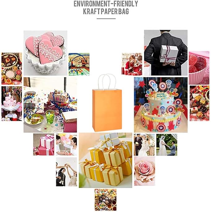 25 PCS Small Gift Bags Orange Kraft Paper Bags - Image 5