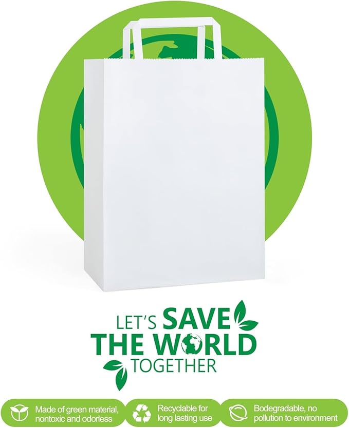 GSSUSA Paper Bags with Handles 10"X5"X13" Gift Bags Medium Size 200 Pack Kraft - Image 6