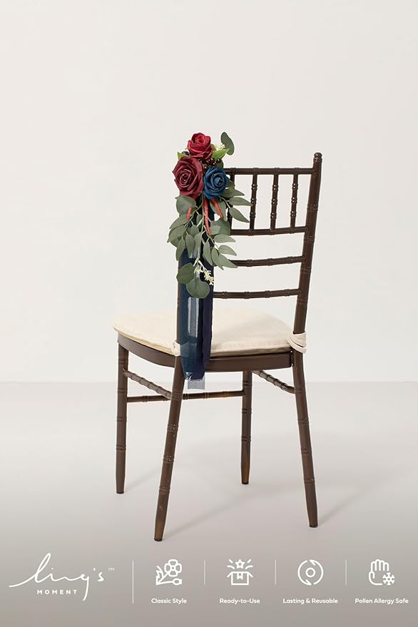 Ling's Moment 8pcs Wedding Artificial Aisle Pew Flowers Chair Decorations - Image 2