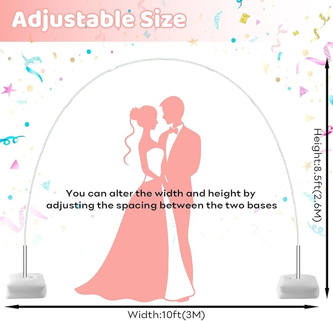 Paready White Balloon Arch Stand Kit, Adjustable Balloon Stand Arch - Image 3