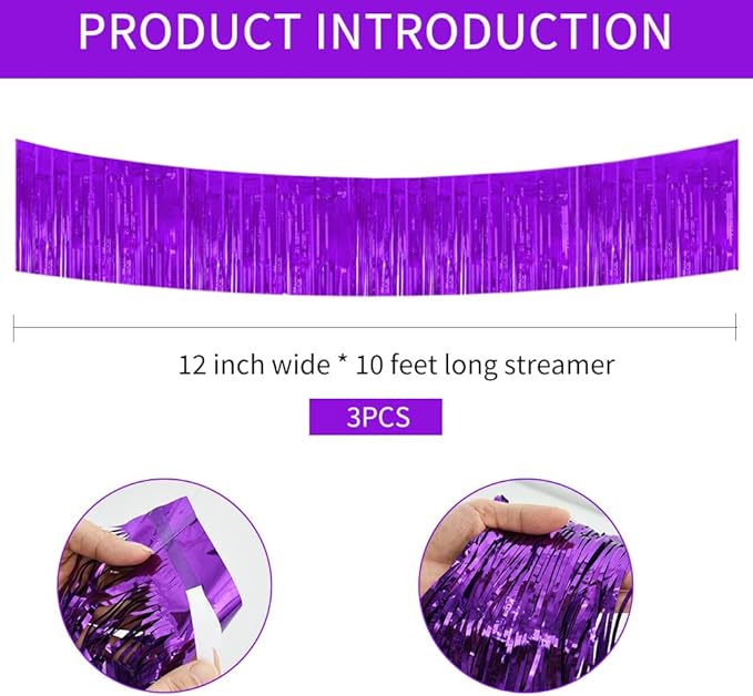 BEISHIDA 3 Packs 30 Feet Metallic Foil Fringe Garland Tinsel Streamers，Shiny - Image 2