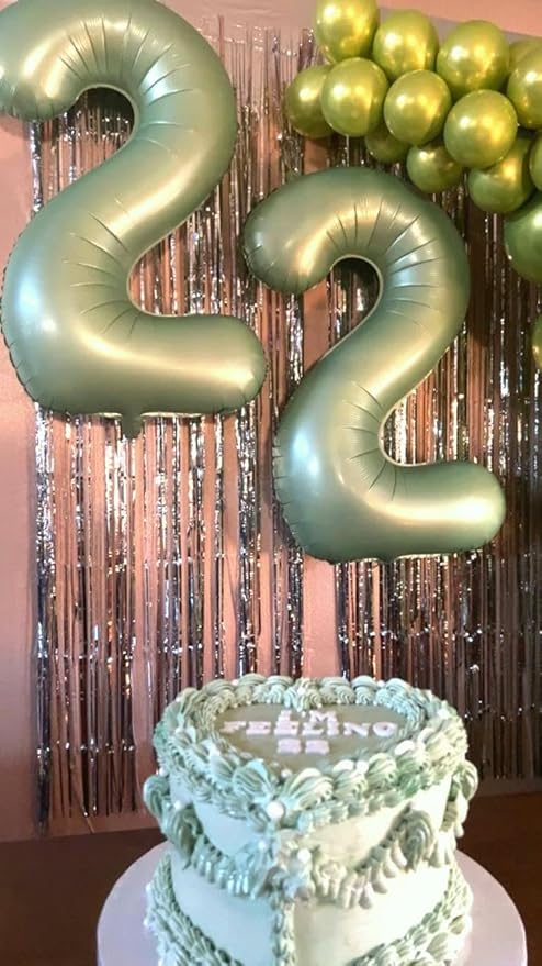 Big 40 Inch Sage Green 2 Number Balloon Birthday Decoration, 2026 Oliver Green - Image 5