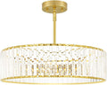 Gold Crystal Chandelier for Dining Room, 6-Light Modern Semi Flush Mount by Unknown