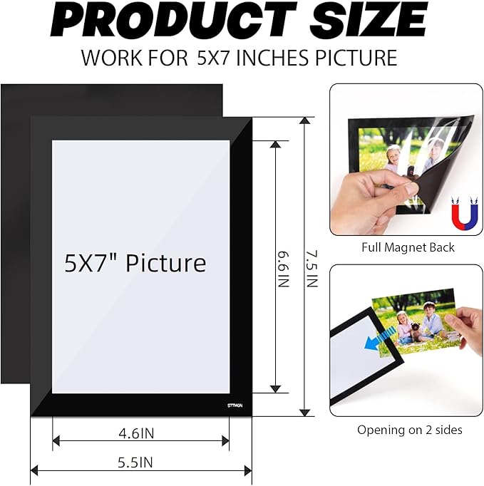 Magnetic Picture Frames with Black Border, Magnet Photo Pockets/Holder - Image 2
