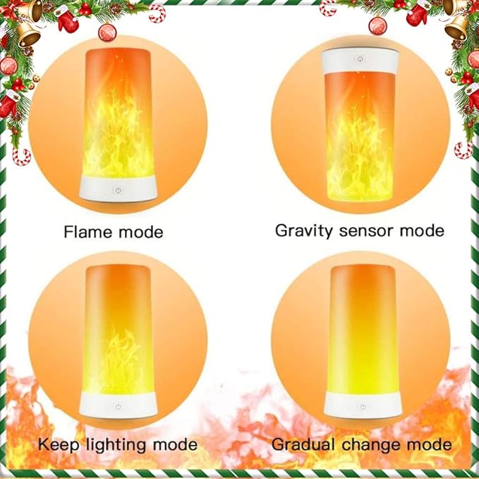 LED Flame Lights with Remote Timer, Flame Lamp 4 Modes USB Rechargeable Fire - Image 2
