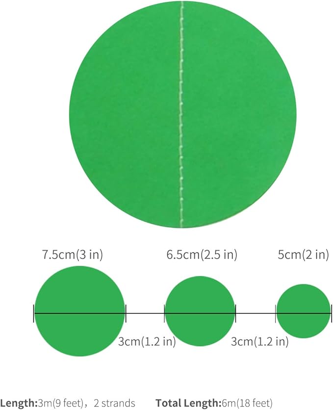 Green Paper Garland Circle Dot Party Banner Streamer Backdrop Hanging - Image 4