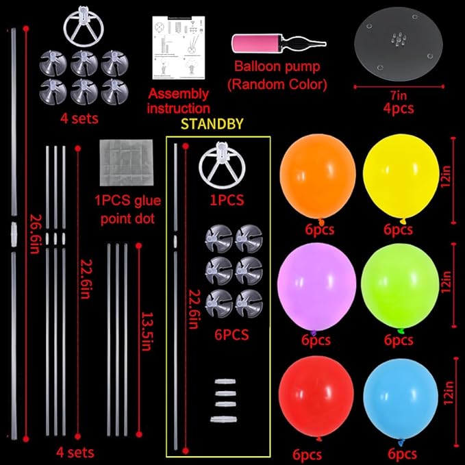 TONIFUL 4 Set Colourful Balloon Centerpieces - Image 2
