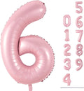 Pastel Pink Number 6 Balloons, 40 In Large Light Pink Number 6 Foil Helium by Lingqiang