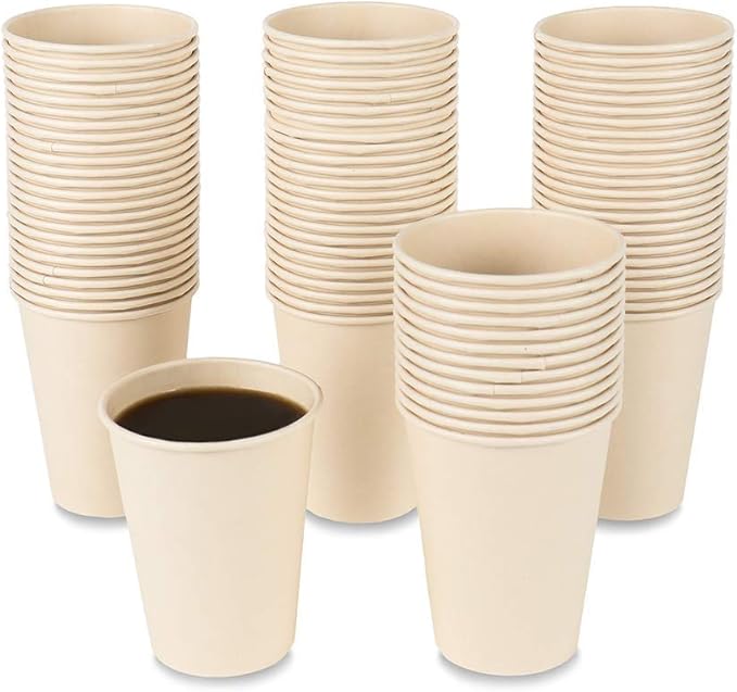 160 Count 15 oz Disposable Coffee Cups Paper Cups, Plant Fiber Cups Brown Hot by JAYEEY