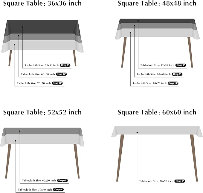 2 Pack Square Table Cloth 52X52 Inch Green Tablecloth Washable Polyester Solid - Image 5