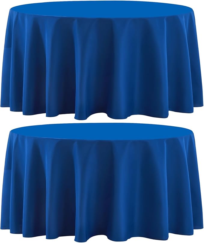 Round Tablecloth 120 Inch 2 Pack Royal Blue Tablecloths Washable Decorative by AOCOZHomeLifeMuseum
