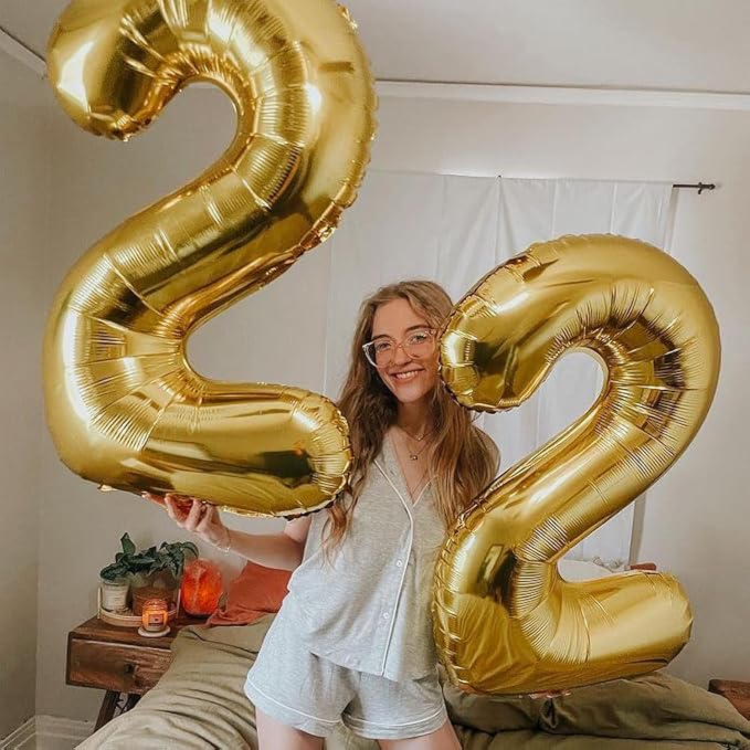 40 Inch Gold 0-9 Number Mylar Foil Balloons 2 Gold Digital Balloons - Image 4