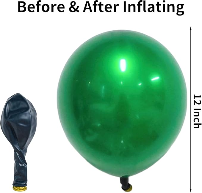 Chrome Green Balloons 12 Inch, Double Stuffed Metallic Dark Green Balloons - Image 2