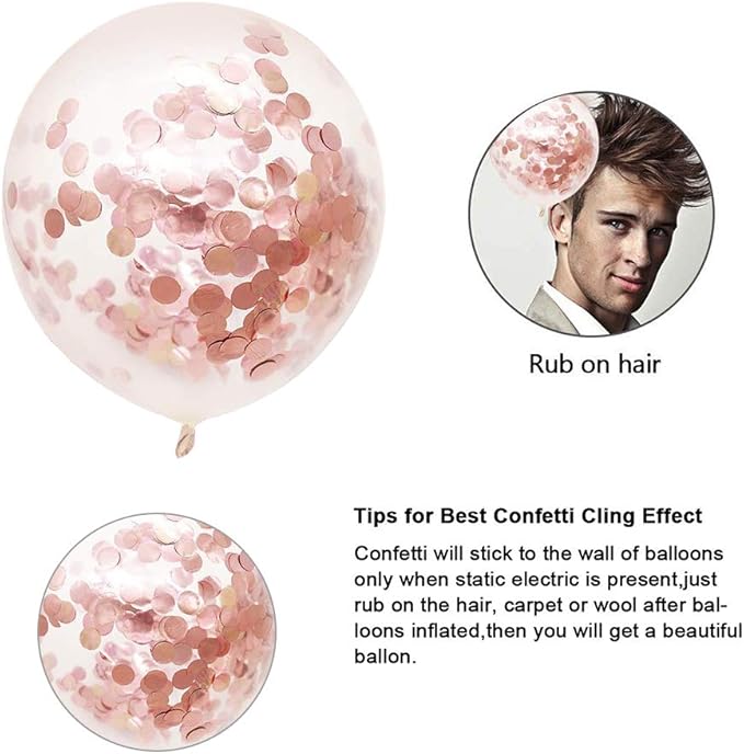 Rose Gold Confetti Latex Balloons - Image 4