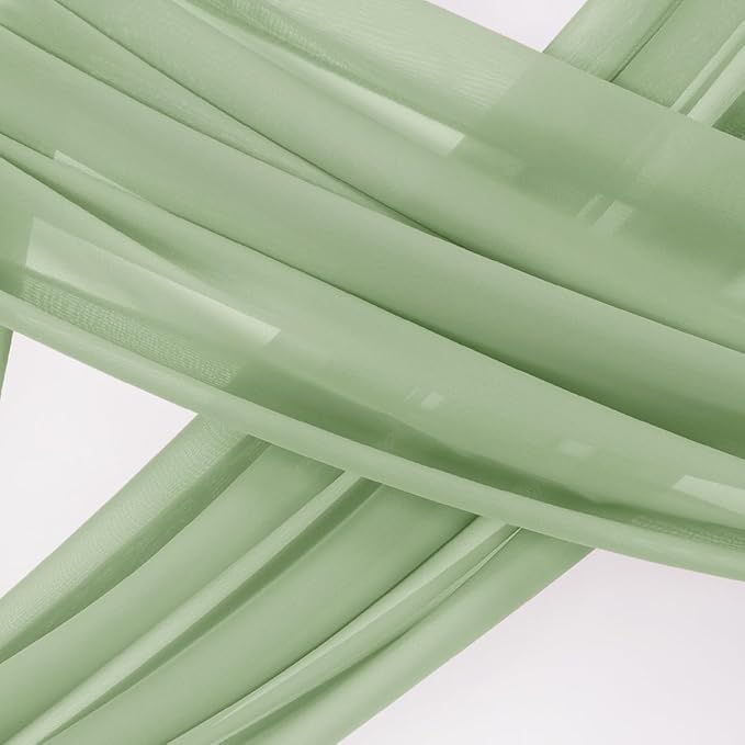 Socomi Wedding Arch Draping Fabric 2 Panels 29" x 19Ft Sage Green Sheer Chiffon - Image 3