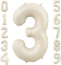 Cream 3 Balloon Number 40 Inch Cream White Number 3 Balloon Helium Mylar 3 by BBPOOL