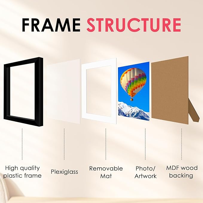FIXSMITH 8.5x11 Picture Frame, Display Pictures 6x8 - Image 4