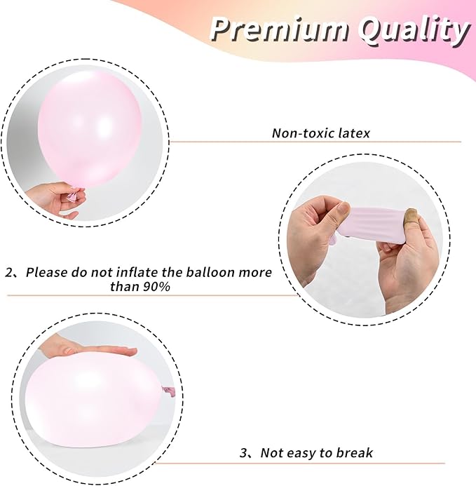 Pink Balloons Set, 12 Inch Metallic Pink Pearl Pink Macaron Pink Light Pink - Image 3