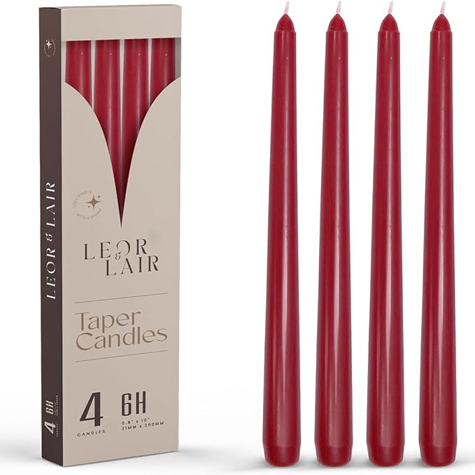 Leor & Lair Red Taper Candles for Christmas by LeorLair
