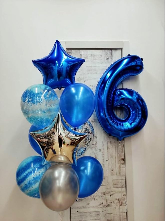 40 Inch Night Blue Mylar Foil Number 6 Birthday Balloon, Digital Balloons - Image 4