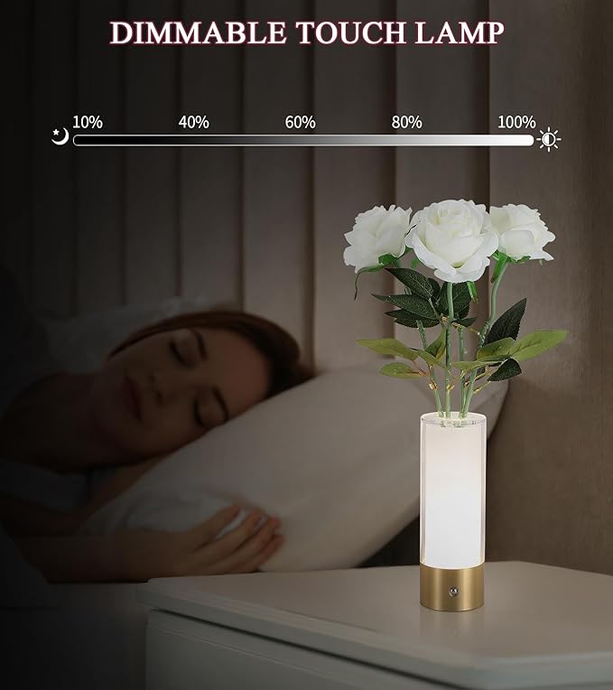 Flower Night Light, Touch Vase Lamp, Rechargeable Cordless Table Lamp, Home - Image 6