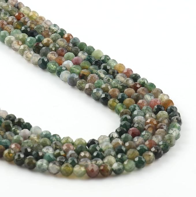 Song Xi 90pcs 4mm Natural Indian Agate Gemstone Beads Faceted Round Loose Stone - Image 7