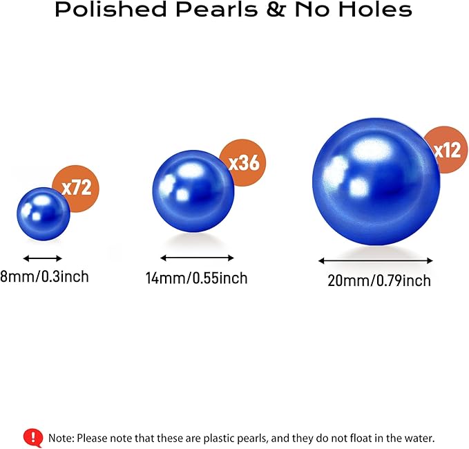 120 PCS 8/14/20mm No Hole Polish Pearl Beads - Image 2