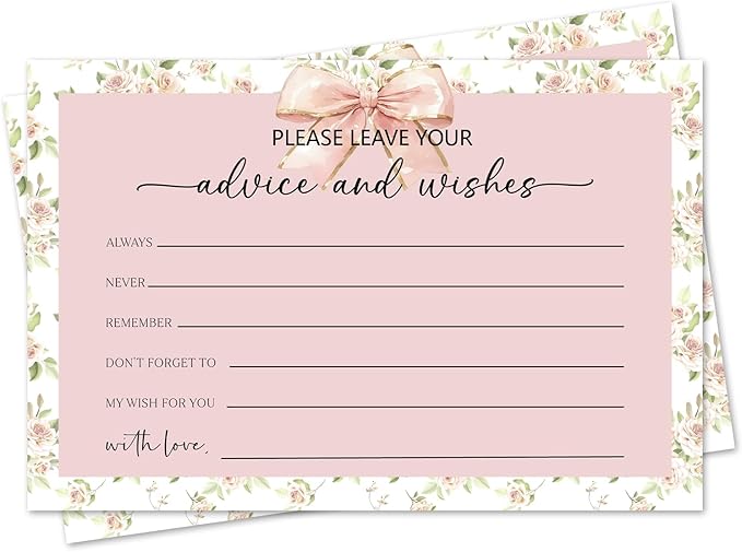 Pink Bow Advice and Wishes Card, Flower Advice Cards by mermermu