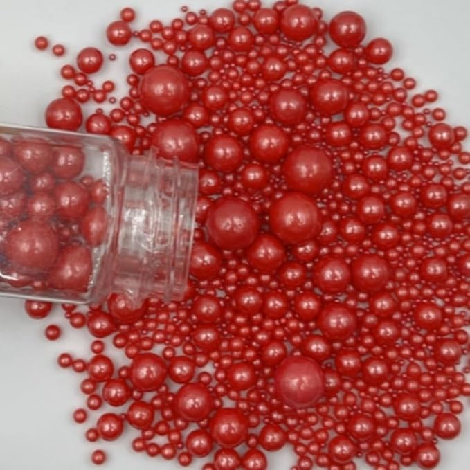 Edible Pearl Sugar Sprinkles Red Candy Mixing Size Baking Edible Cake - Image 3