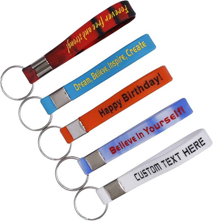 50 Custom Keychains Silicone Personalized Keyrings Customized Bulk - Image 3