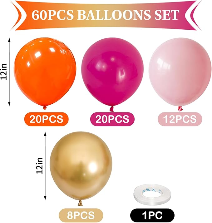 Hot Pink and Orange Gold Balloons 12inch 60pcs Light Pink Metallic Gold Helium - Image 4