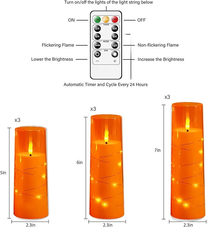 Flameless LED Candles with Timer 9 Pc Flickering Flameless Candles - Image 5