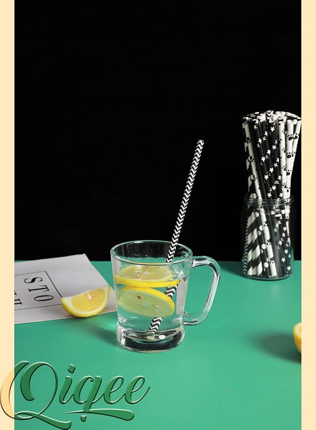 qiqee Black Paper Straws 150pcs Disposable Straws Bulk - Image 6