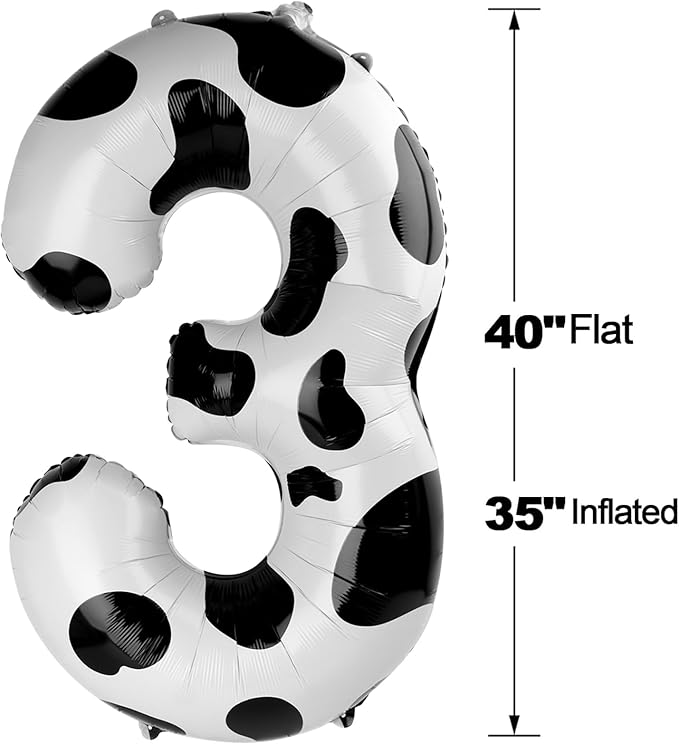 40 Inch Cow Print 3 Large Number Balloon, 3 13 23 30 33 36 38 Cow Print - Image 2