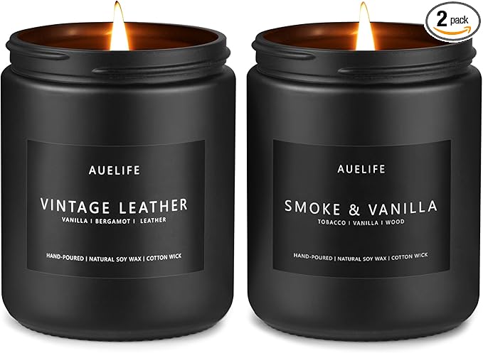 2 Pack Men Candles | Smoke & Vanilla + Vintage Leather by Auelife