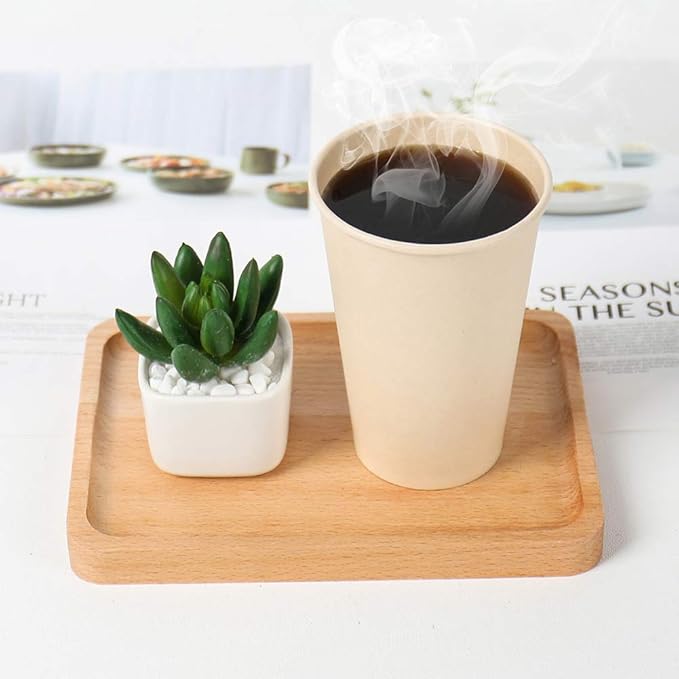 100 Count 12 oz Plant Fiber Disposable Light Brown Paper Coffee Cups, Hot Coffee - Image 2