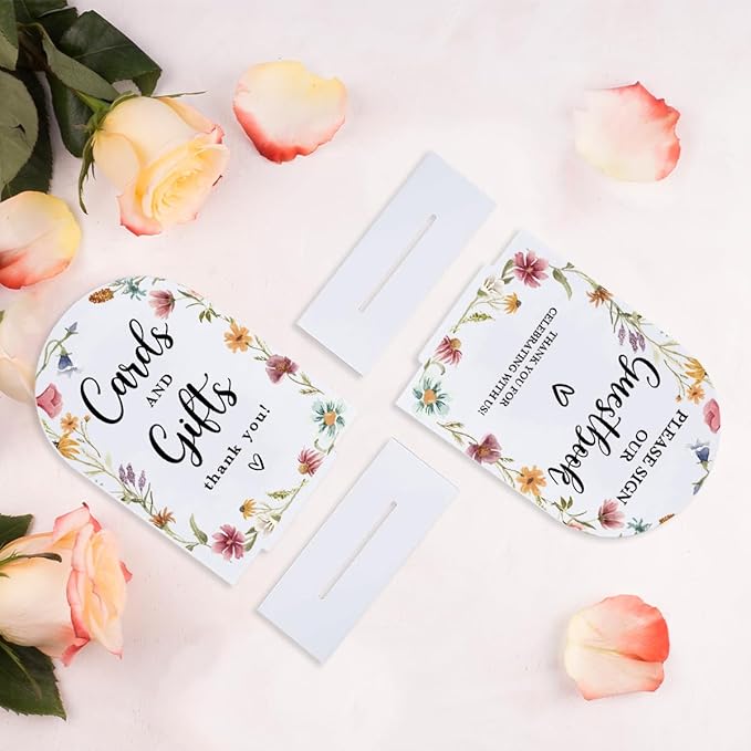 2 Pcs Acrylic Wedding Signs for Reception, Bridal Shower Decorations, Cards and - Image 4