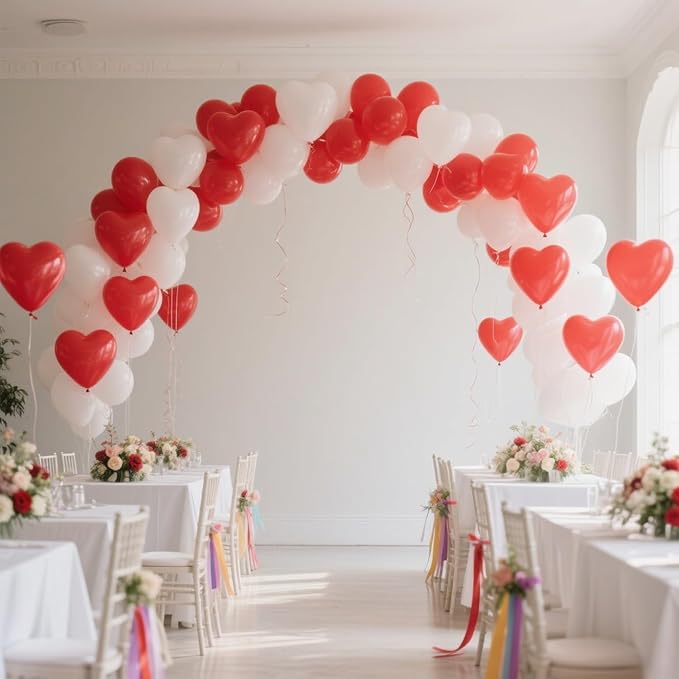 Red and White Heart Balloons - Image 2