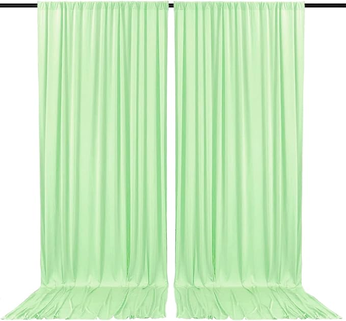 2 Panels Light Green Backdrop Curtain, 10 x 10 Feet Satin Background Curtains by Zankubom