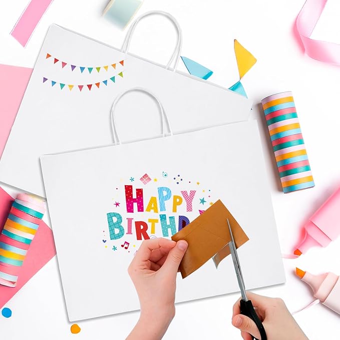 MESHA 16x6x12'' White Kraft Paper Bags - Image 6