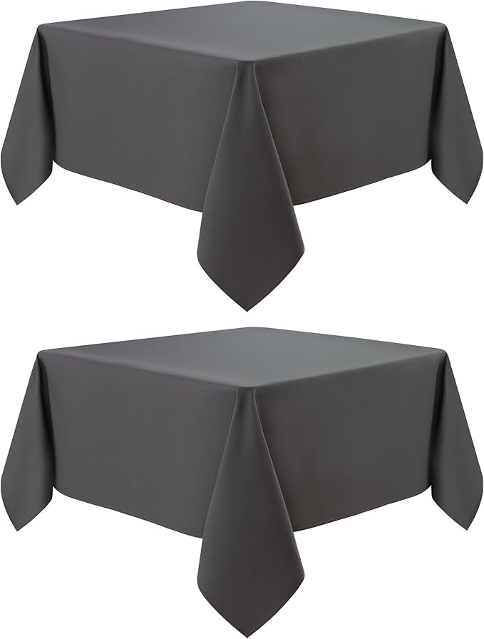 2 Pack Square Table Cloth 52X52 Inch Grey Washable Fabric Tablecloth Polyester by mylacerhome